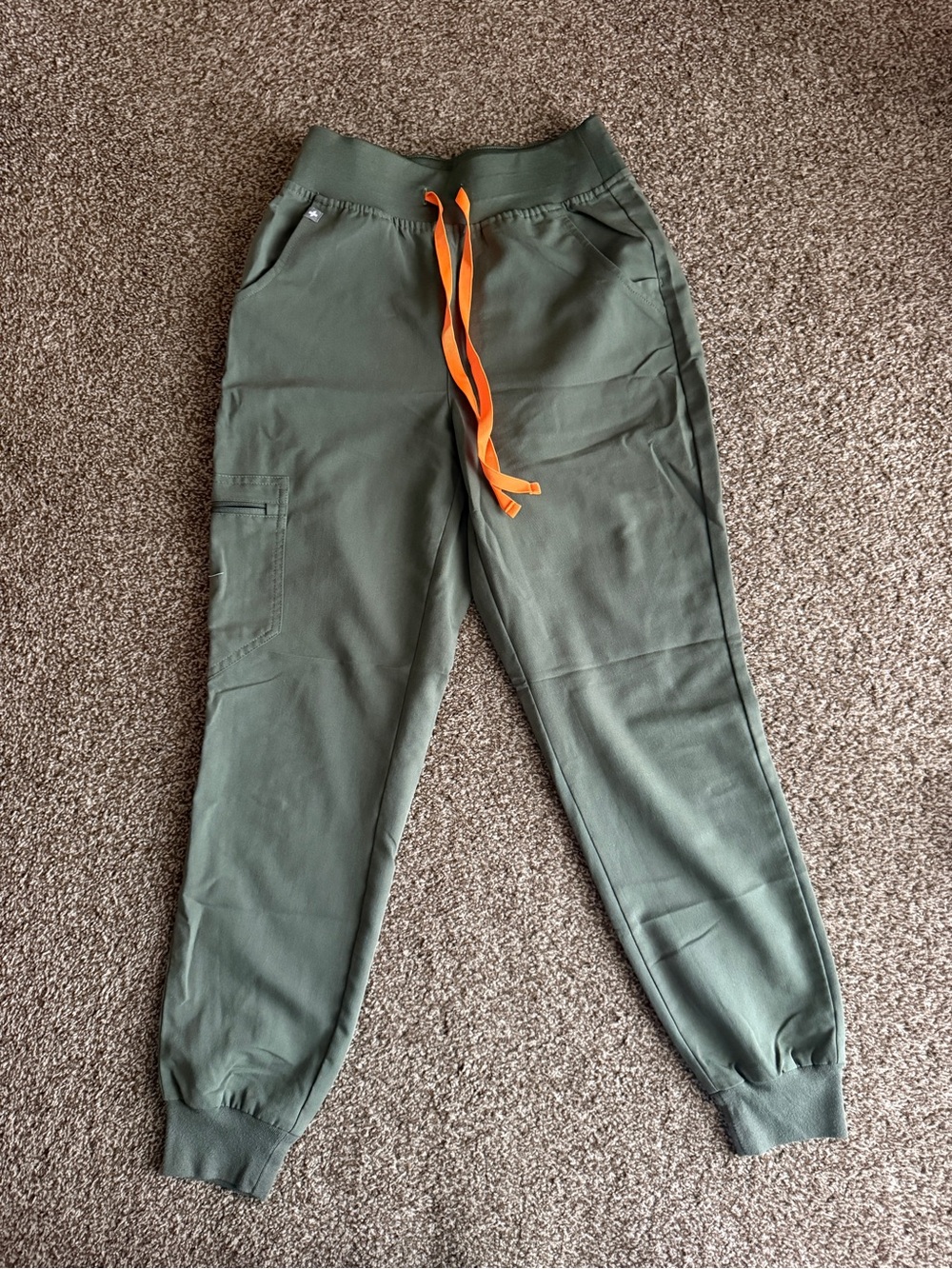 Figs Green Jogger Scrub Pants with Orange Drawstring